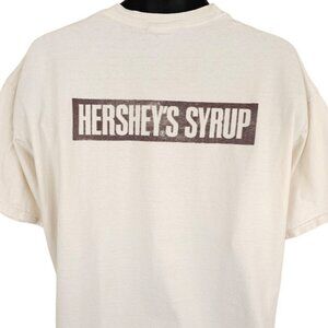 Vintage Hersheys Syrup T Shirt Mens Size XL White 90s Message In A Cow Bottle
